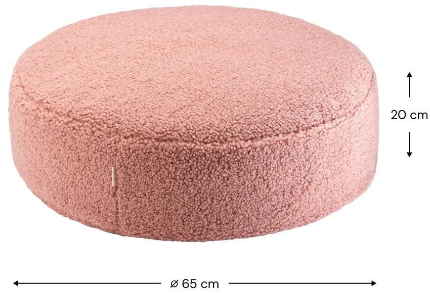 Pouf a sacco per bambini rosa con rivestimento in bouclé Round – Wigiwama