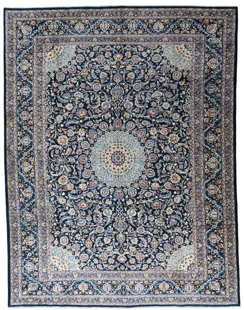 Kashmar Tappeto 300 x 400 Blu (Iran) Annodato A Mano