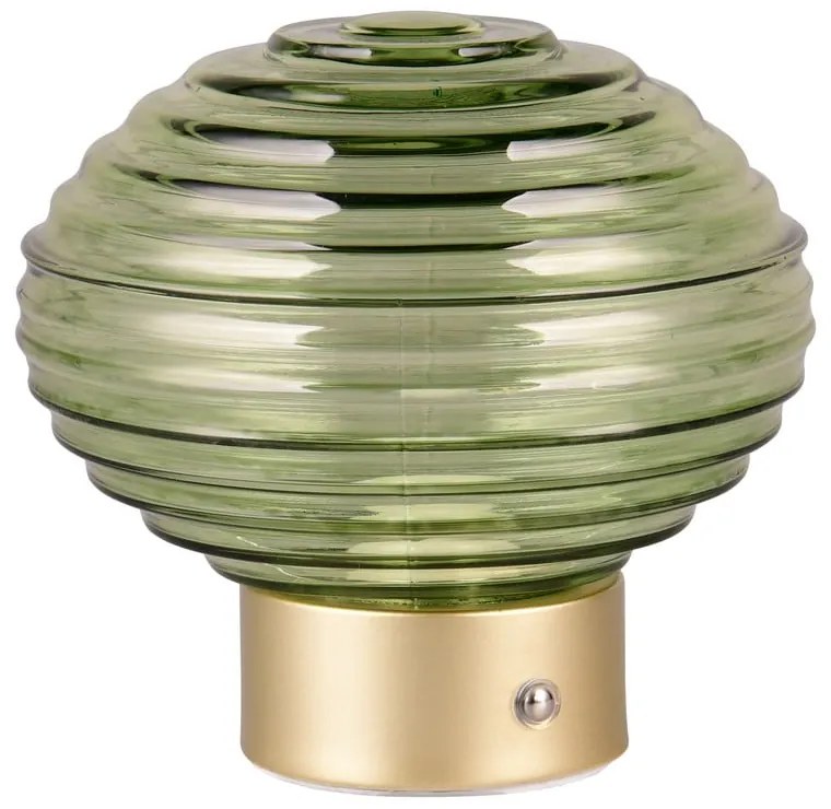 Lampada da tavolo LED dimmerabile in verde e oro con paralume in vetro (altezza 14,5 cm) Earl - Trio