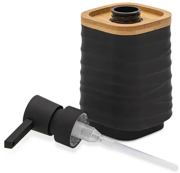 Dispenser sapone da appoggio nero in abs e bambù Wave