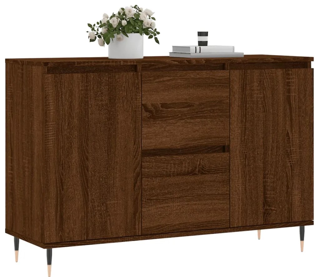 Credenza rovere marrone 104x35x70 cm in legno multistrato