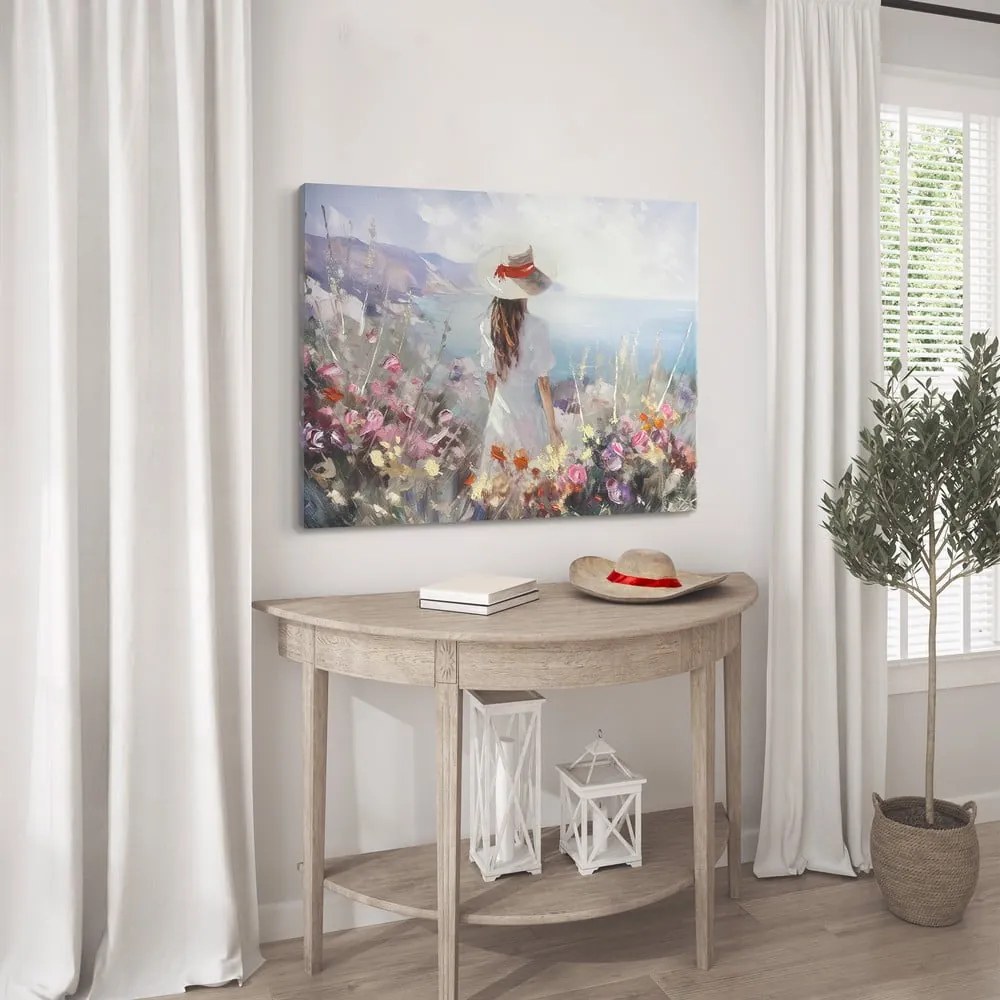 Quadro con elementi dipinti a mano 100x70 cm Amelia - Styler