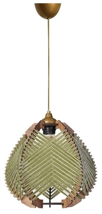 Lampadario verde/di colore naturale con paralume in tessuto ø 25 cm Yola – Opviq lights