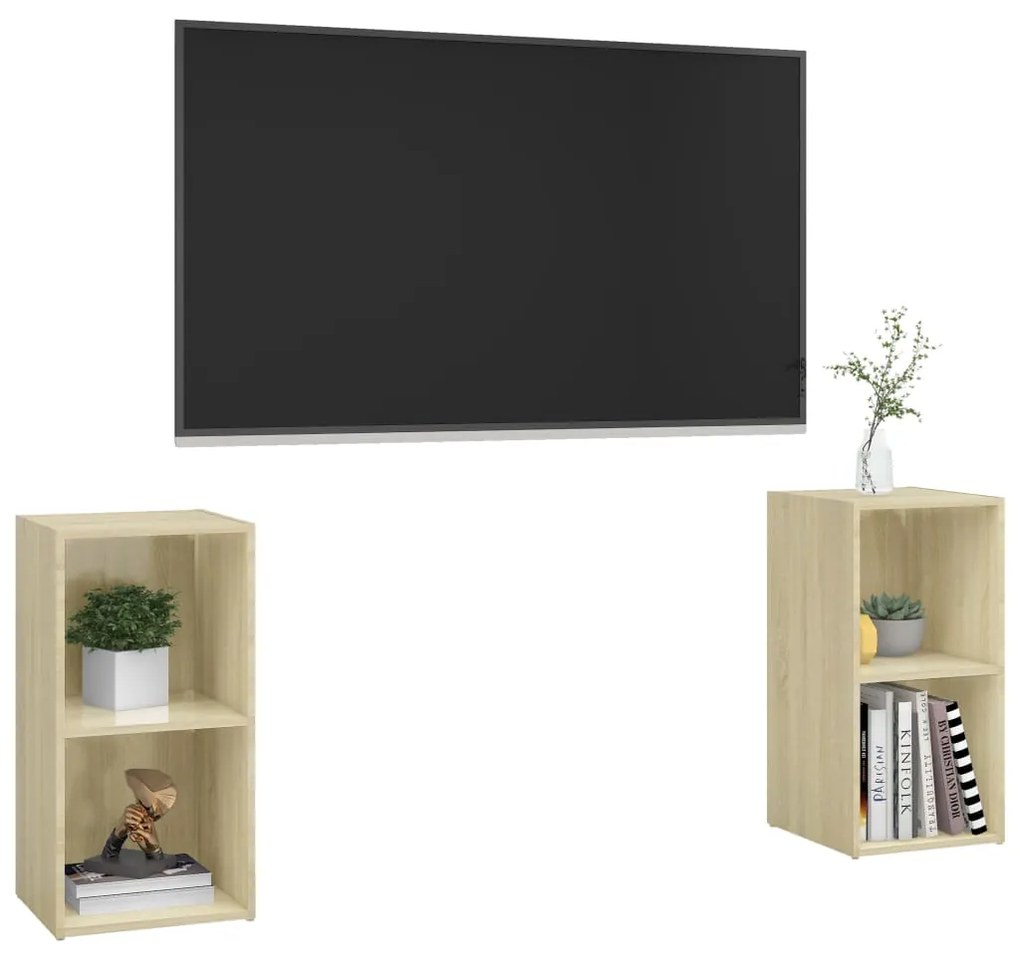 Mobili tv 2 pz rovere sonoma 72x35x36,5 cm in legno multistrato