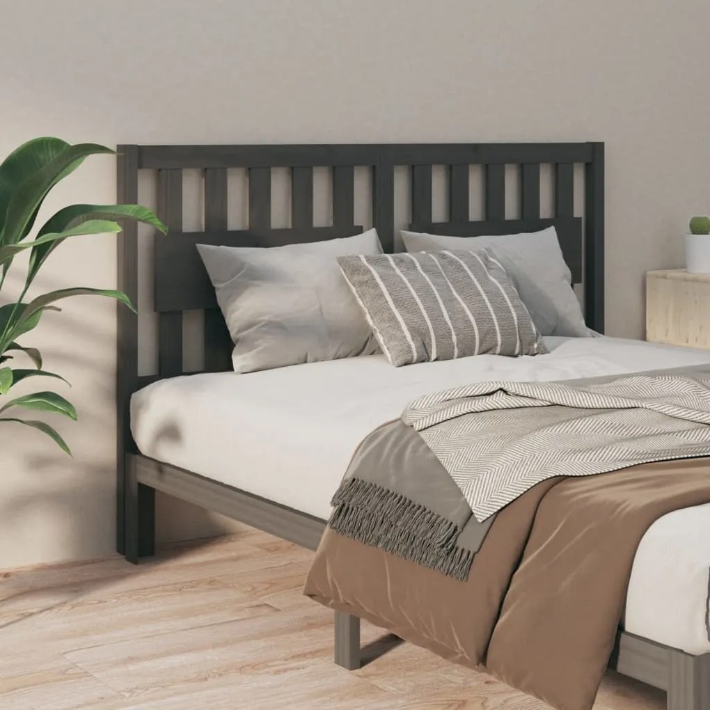 Testiera Per Letto Grigia 155,5x4x100 Cm Legno Massello Di Pino /