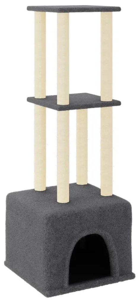 Albero per gatti con tiragraffi in sisal grigio scuro 133,5 cm