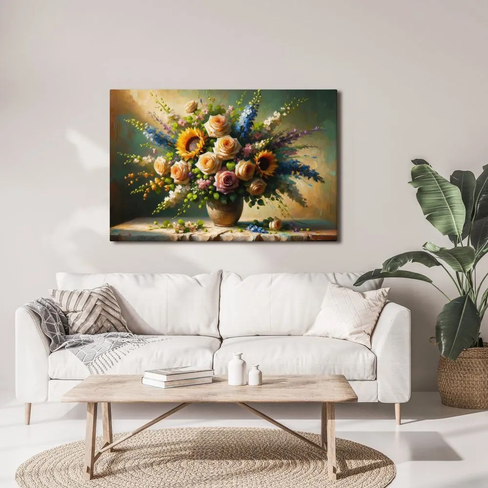 Quadro su tela – Bouquet floreale romantico