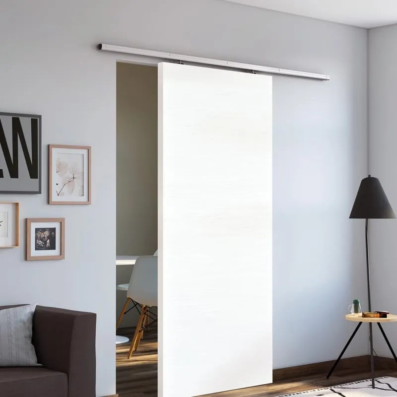 Porta scorrevole reversibile Milk in mdf bianco, L 92.5 x H 211.5 cm, con binario Belem