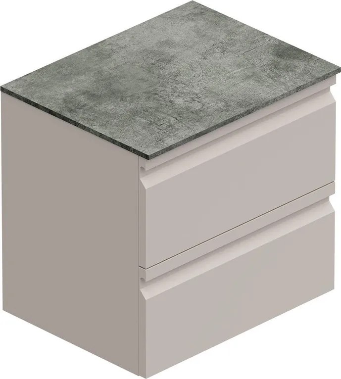 Mobile da bagno sospeso Pull con top gres nero Creta  L60 H56 P46,5 cm taupe