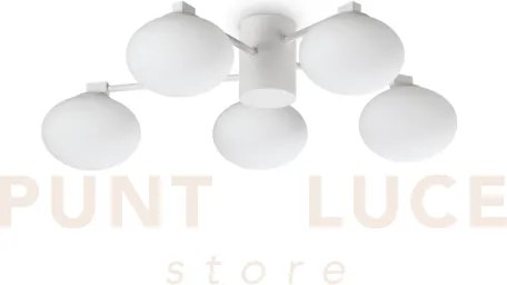 Hermes plafoniera 5 luci attacco g9 bianco lampadine incluse 60cm