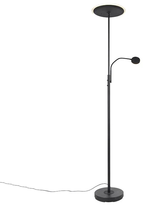 Lampada da terra moderna nera con LED dimmerabile e braccio di lettura - Strela