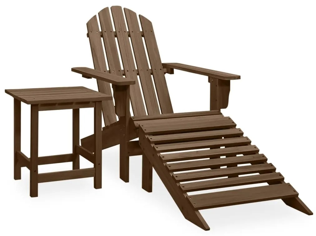 Sedia Adirondack Con Ottomana E Tavolo Abete Massello Marrone /