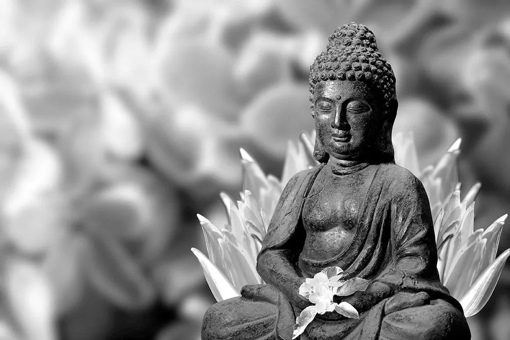 Carta da parati – Buddha tranquillo bianco e nero