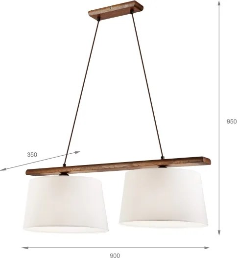 Lampadario sospeso a cavo AIDA 2xE27/60W/230V, Ø 35 cm, rovere/noce