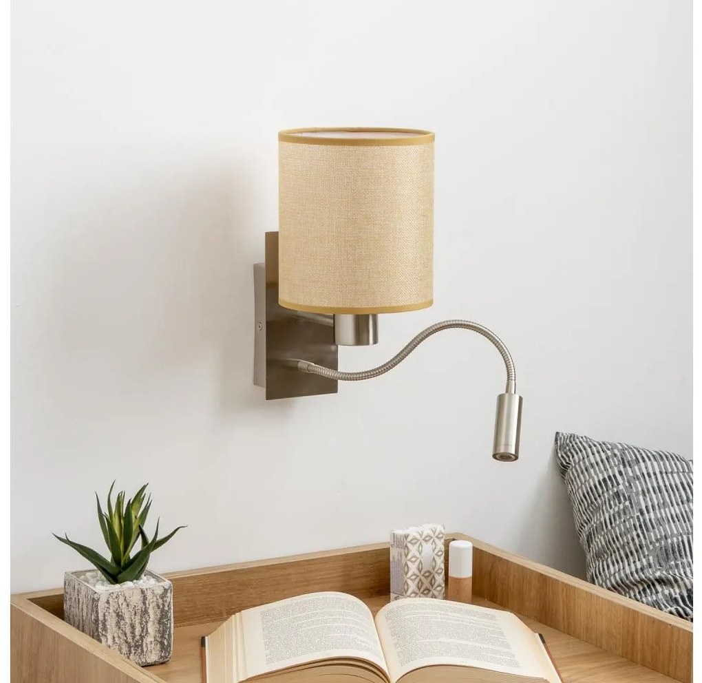 Brilagi - Applique a LED NUBILA 1xE27/25W/230V+LED/3W cromo/marrone chiaro