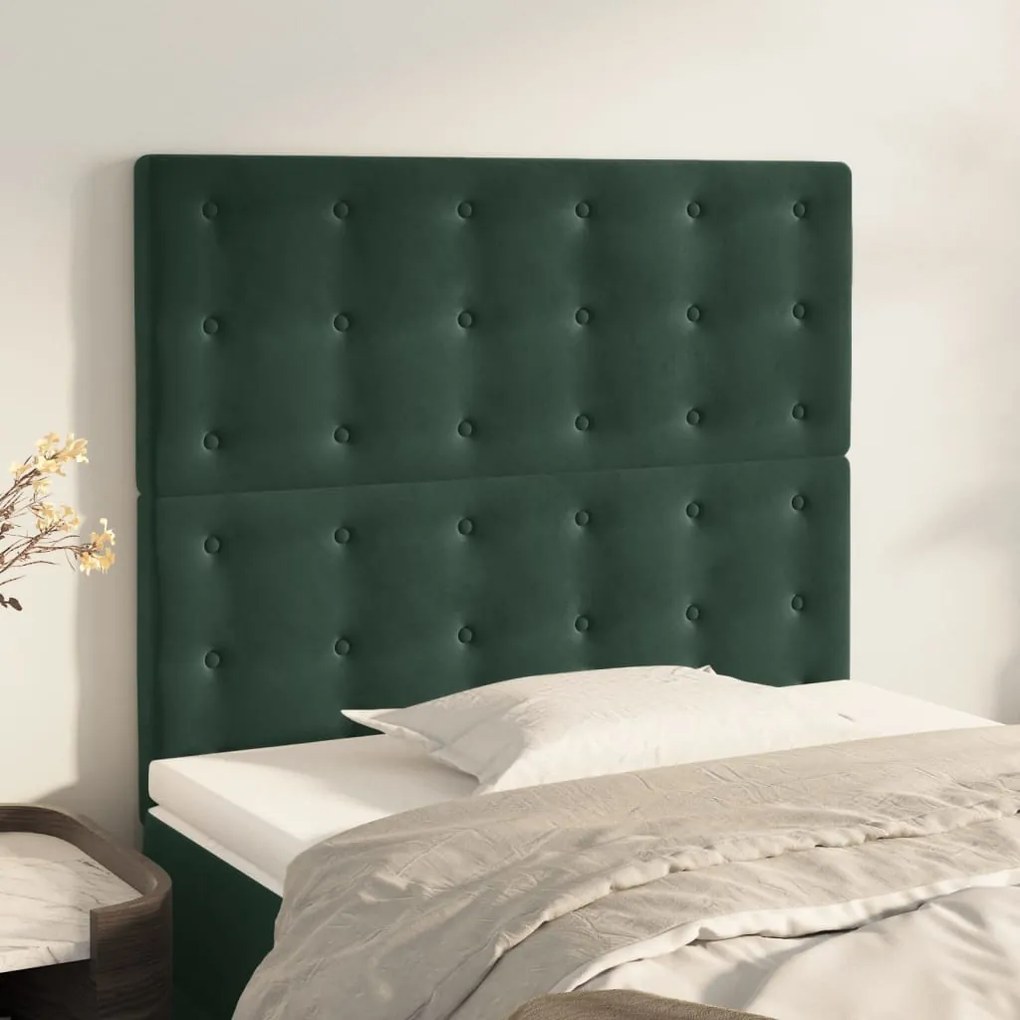 Testiera 2 Pz Verde Scuro 80x5x78/88 Cm İn Velluto /
