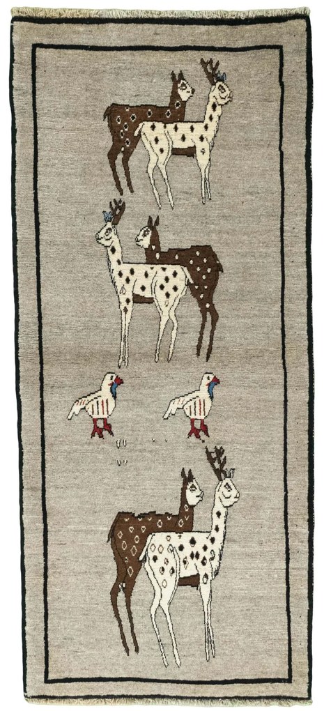 Gabbeh Tappeto 100x210 Nero (Iran) Annodato A Mano
