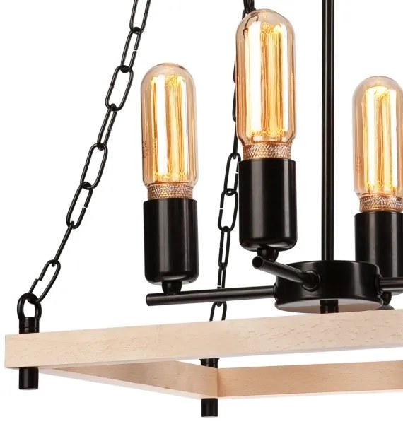 Lampadario a sospensione con catena JASPER 4xE27/60W/230V faggio/beige