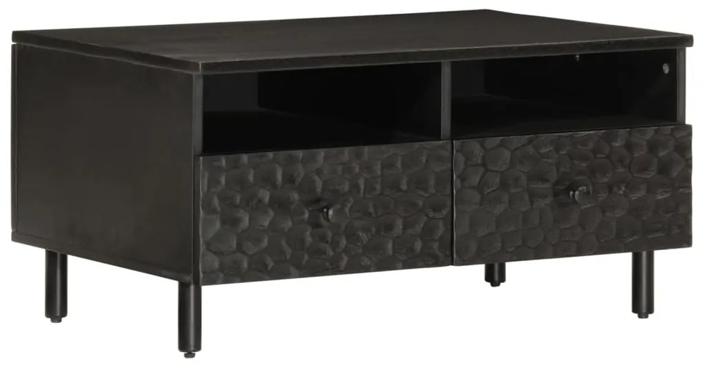 Tavolino da salotto nero 80x54x40 cm in legno massello di mango