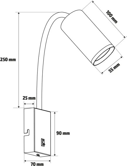 Brilagi - Lampada da parete flessibile SELE 1xGU10/30W/230V bianco/decor rovere