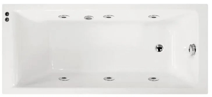 Vasca idromassaggio rettangolare bianco ,160, 70 cm, 6 bocchette,