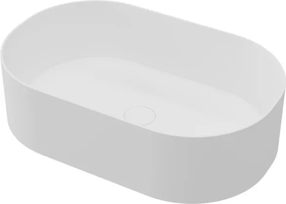 Lavabo da appoggio Kros ovale in ceramica L 55 x H 14 x P 38 cm bianco opaco piletta non inclusa
