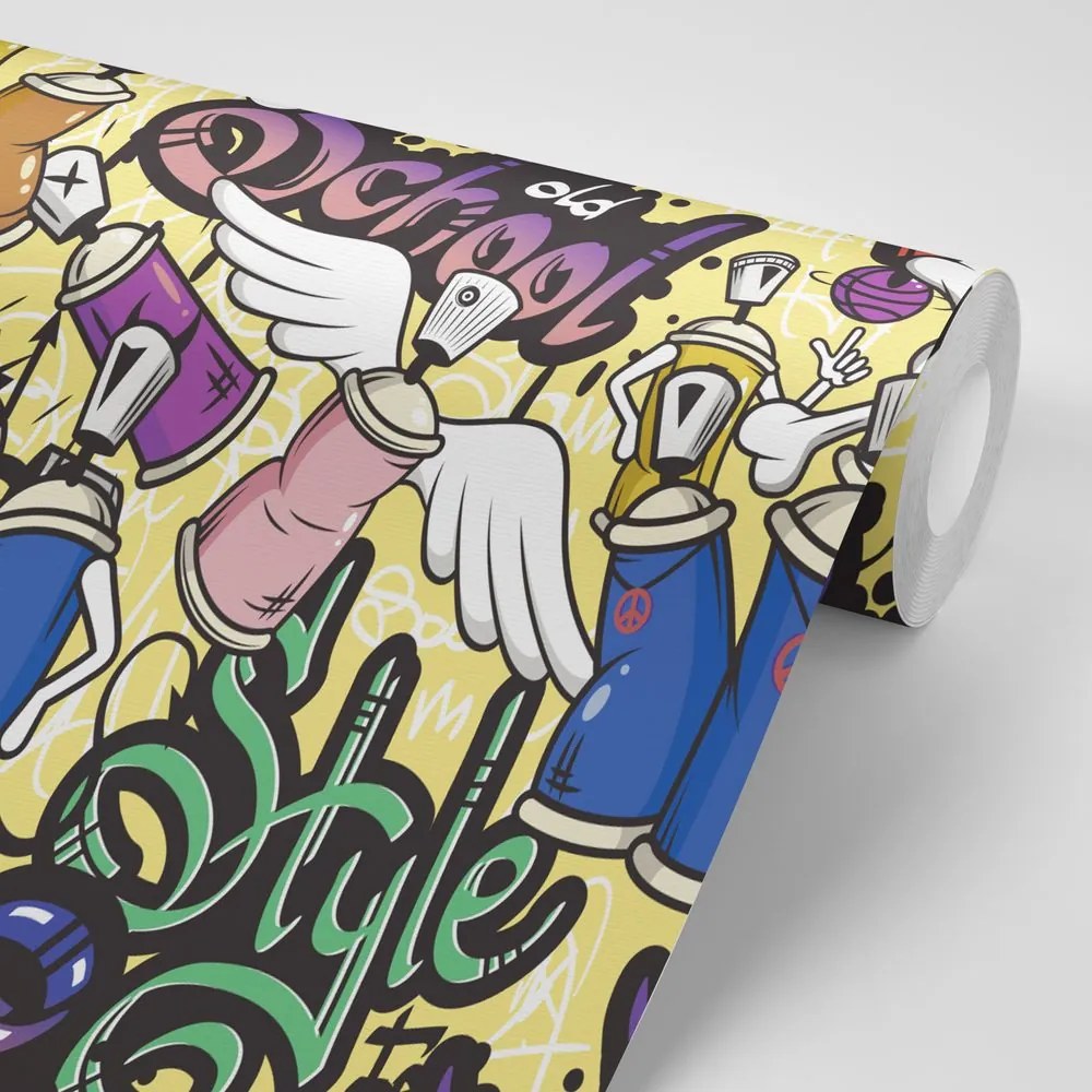 Carta da parati – Street art allegro con contrasto giallo