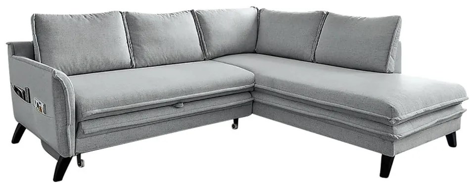 Divano letto angolare grigio chiaro L, angolo destro Charming Charlie - Miuform