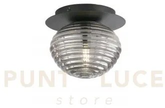 Plafoniera ripple nera 1 luce attacco e27 20x20x17cm in vetro soffi...