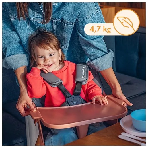 Lionelo - Sedia da pranzo per bambini 2 in 1 KOEN Pink Rose