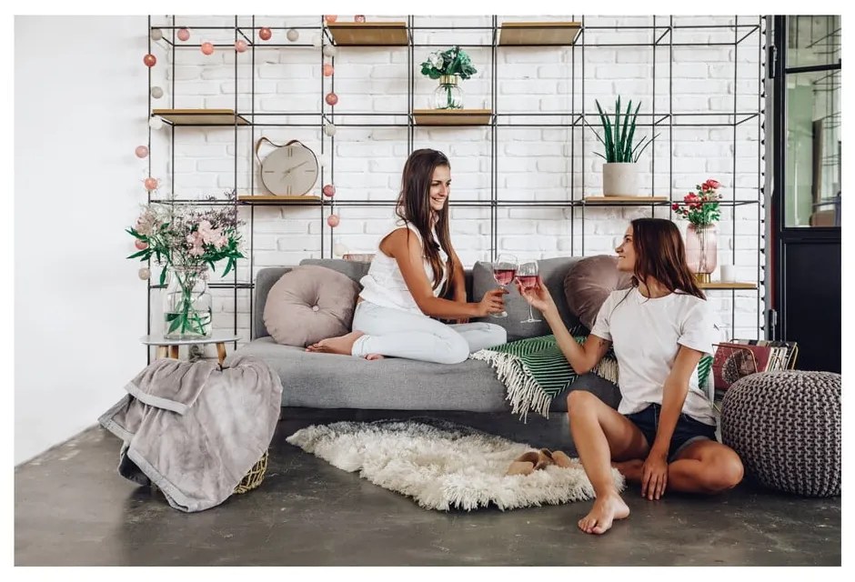 Poggiapiedi grigio con rivestimento in lavorato a maglia Jagger – Bonami Essentials