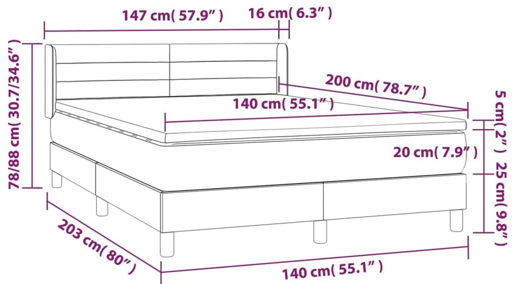 Giroletto a Molle con Materasso Tortora 140x200 cm in Tessuto