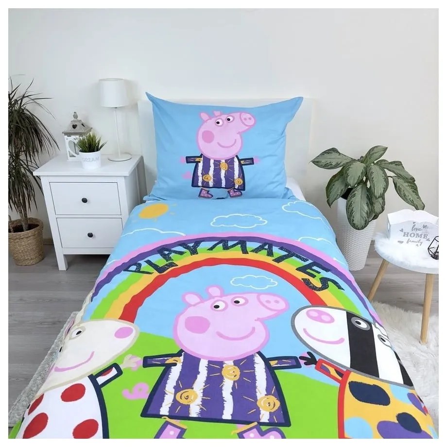 Biancheria da letto per bambini con effetto fosforescente in cotone per letto singolo 140x200 cm Peppa Pig – Jerry Fabrics