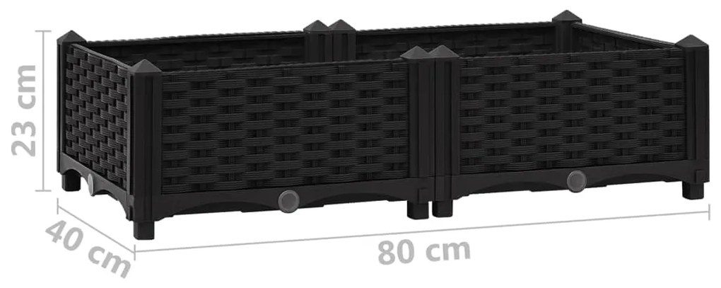 Fioriera Rialzata 80x40x23 cm in Polipropilene