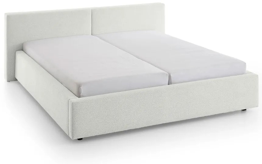 Letto matrimoniale imbottito bianco con contenitore con rete inclusa 140x200 cm Cube – Meise Möbel