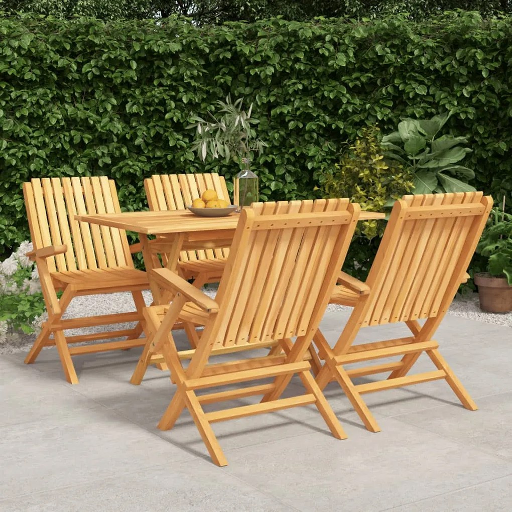 Set Da Pranzo Per Giardino 5 Pz İn Legno Massello Di Teak /