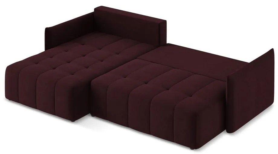 Divano angolare burgundy allungabile/con contenitore (con penisola a sinistra/con chaise lounge) Moku – Makamii