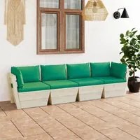 Divano da Giardino a 4 Posti su Pallet con Cuscini Legno Abete 3063449