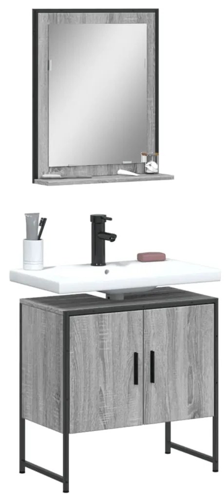 Set Mobili Da Bagno 2 Pz Grigio Sonoma İn Legno Multistrato /