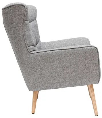 Poltrona scandinava in tessuto grigio chiaro e legno AVERY