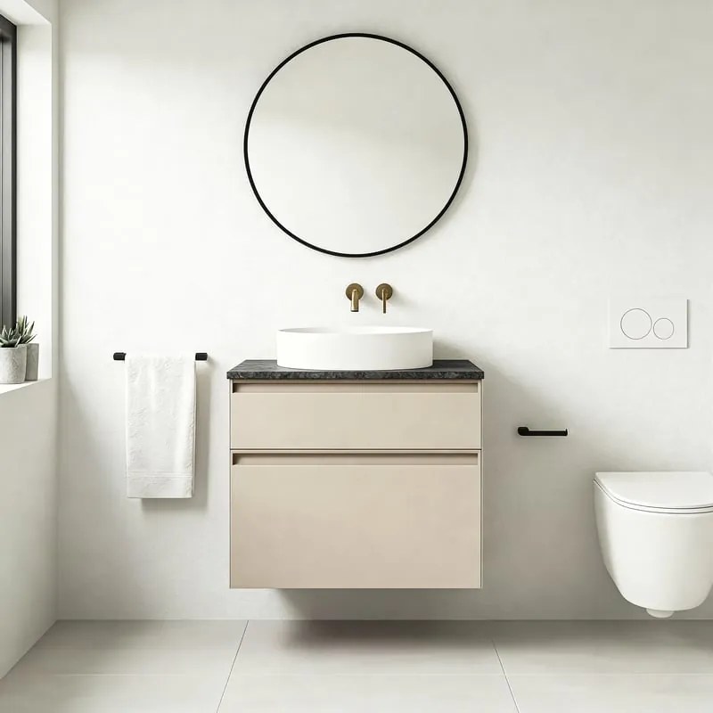 Top per lavabo  L 47 x H 1.2 x P 27 cm ardesia scuro gres porcellanato