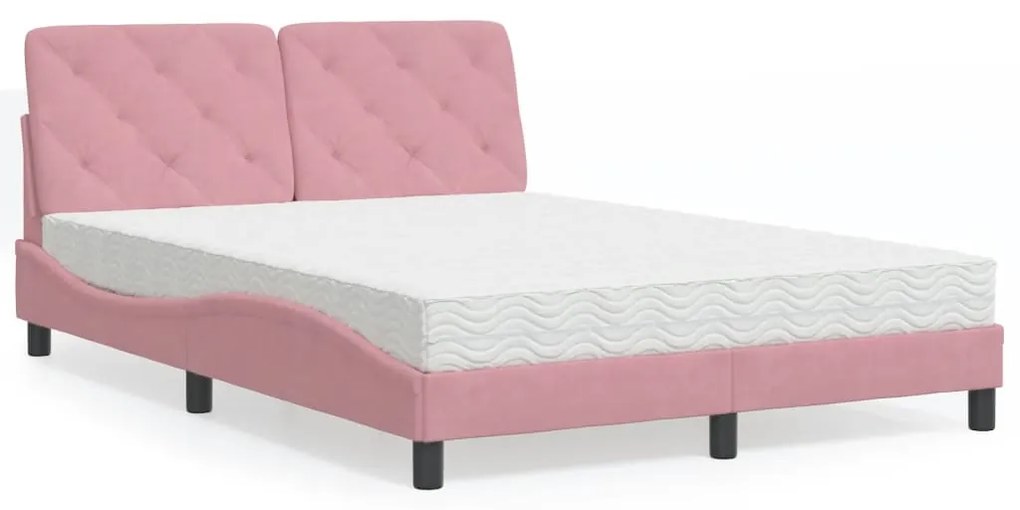 Letto Con Materasso Rosa 120x200 Cm İn Velluto /