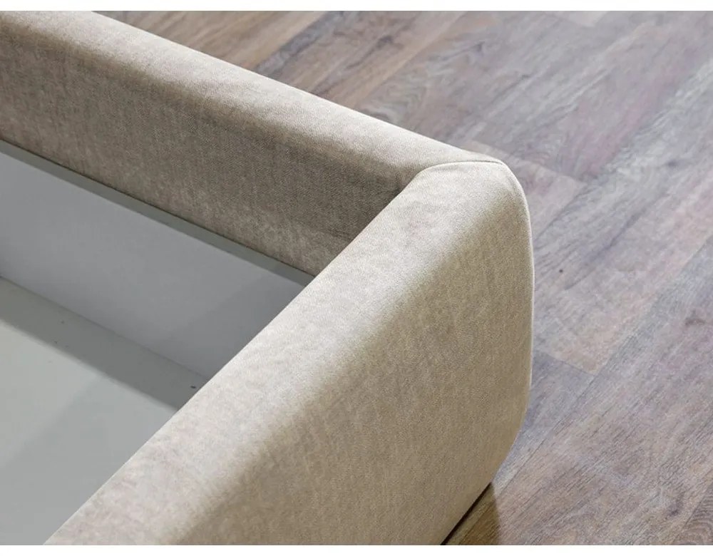 Letto matrimoniale imbottito beige con contenitore con griglia 180x200 cm Jade - Bobochic Paris