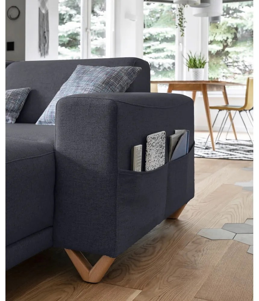 Divano angolare color antracite allungabile e con contenitore (penisola a sinistra/a U) Classy Sophie – Miuform