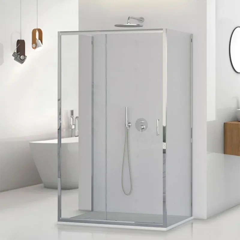 Box doccia 3 lati 70x120x70 con porta scorrevole trasparente  Tay