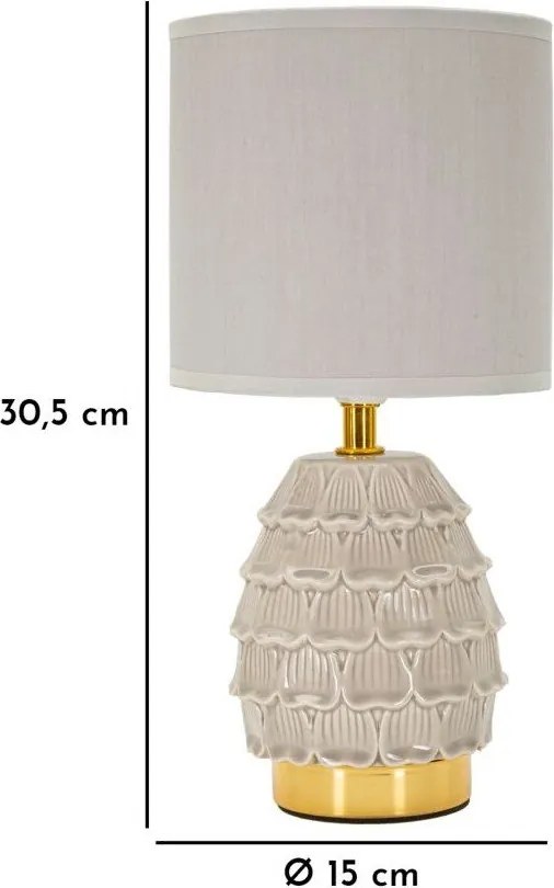 Lampada da tavolo beige in ceramica con paralume in tessuto (altezza totale 30,5 cm) Pigny – Mauro Ferretti