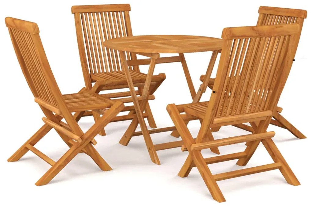 Set Da Pranzo Da Giardino 5 Pz İn Legno Massello Di Teak /