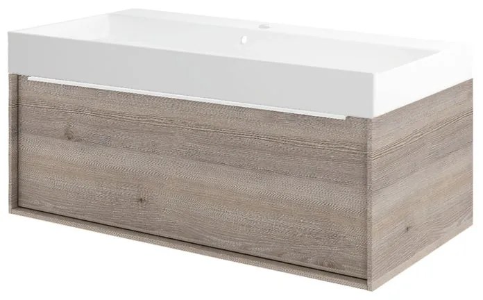 Mobile sottolavabo e lavabo Neo Frame per vasca centrale rovere grigio L 90 x H 32 x P 48 cm