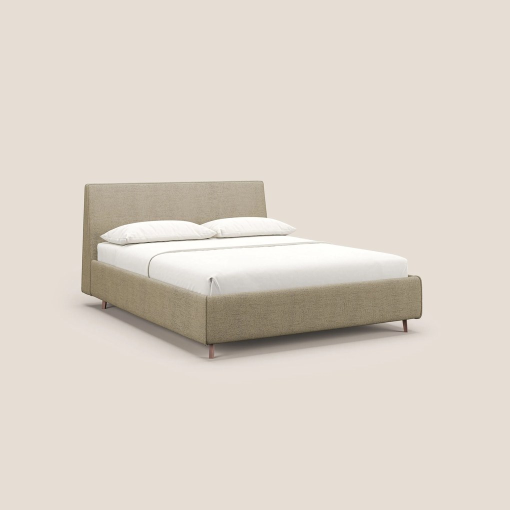 Justin letto imbottito contenitore e sfoderabile in tessuto fiammato impermeabile T03 beige