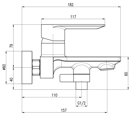 RAV Slezák NL154.5 - Miscelatore per vasca NIL, cromo lucido